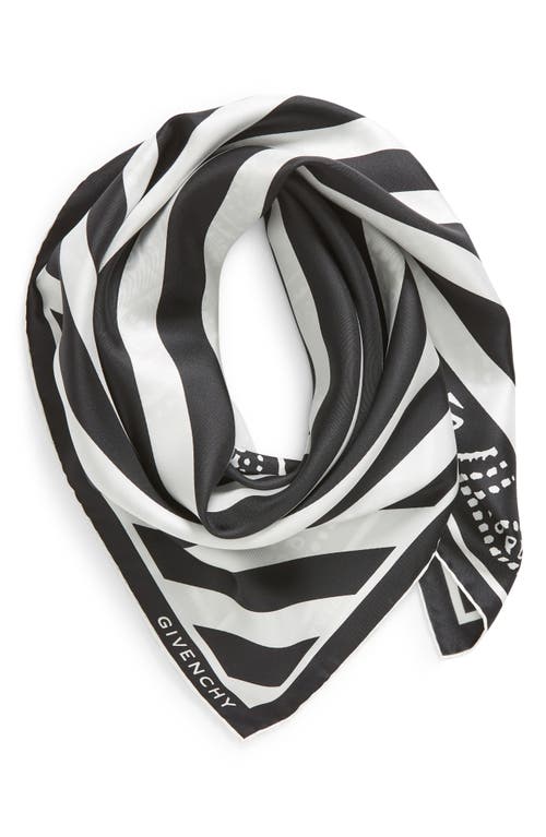 Shop Givenchy Stripe & Bandana Print Silk Scarf In 1-black/white