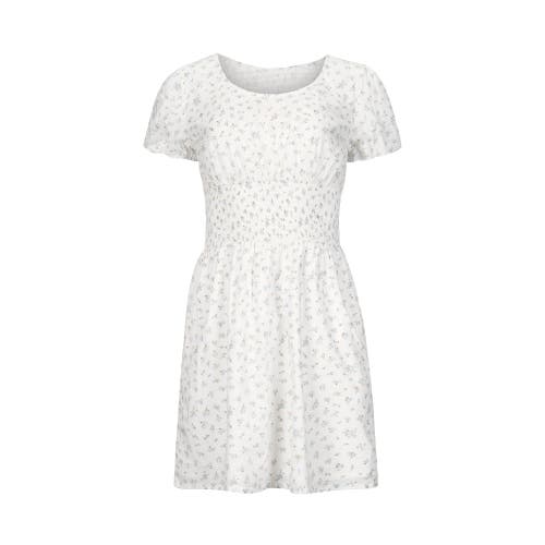 Shop Hope & Henry Organic Smocked Waist Dress In Natural Ditsy Floral