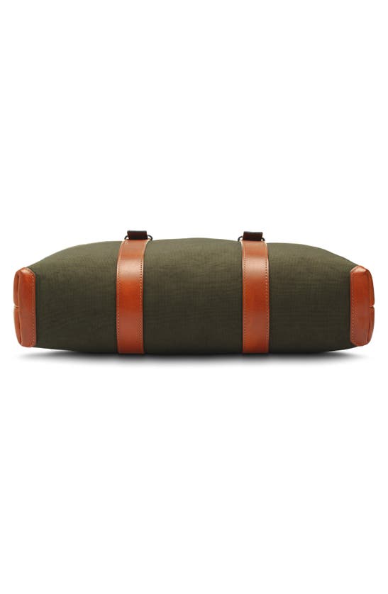 Shop Bosca Arno Slim Recycled Nylon & Leather Tote In Olive Drab