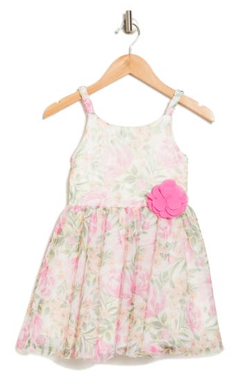 Shop Jessica Simpson Kids' Floral Rosette Dress In Strawberry