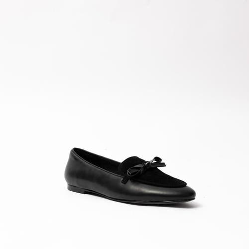 Shop Cecelia New York Elizabeth Bow Embellished Loafer In Blklthrblksude