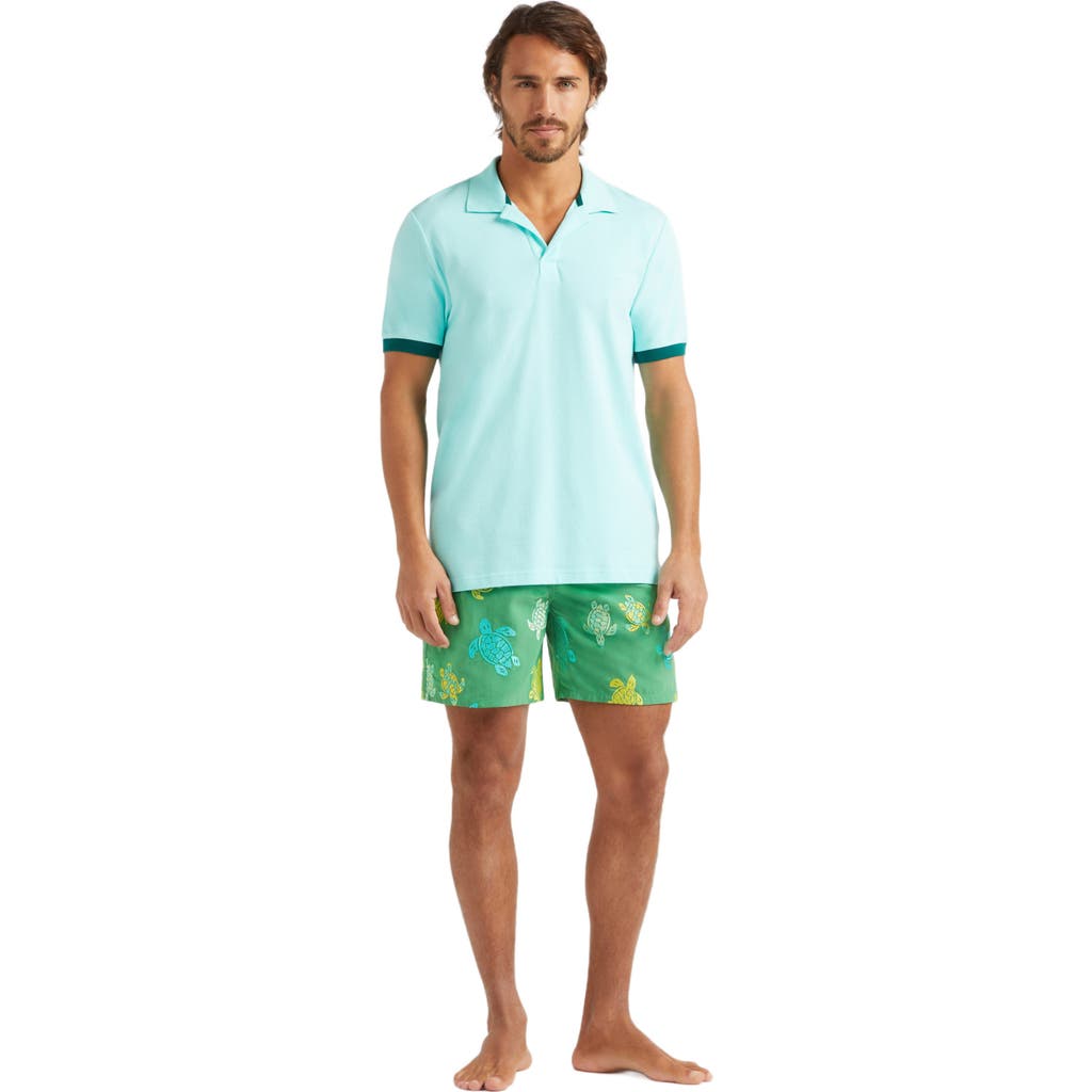 Vilebrequin Turtle-embroidered Polo Shirt In Lagon