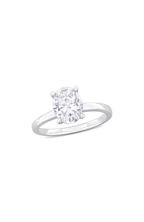 Shop Delmar Sterling Silver Oval Moissanite Solitaire Ring In White Silver