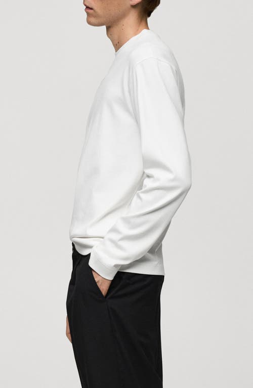 Shop Mango Regular Fit Long Sleeve Cotton T-shirt In White