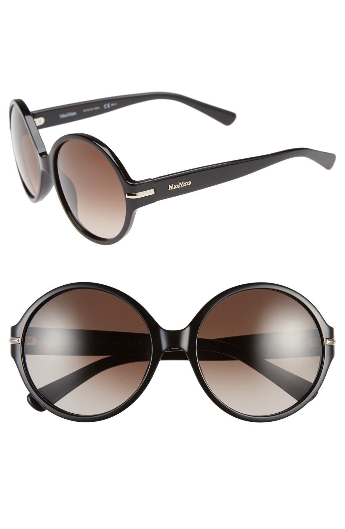 Max Mara 'Detail I/S' 56mm Round Sunglasses Nordstrom