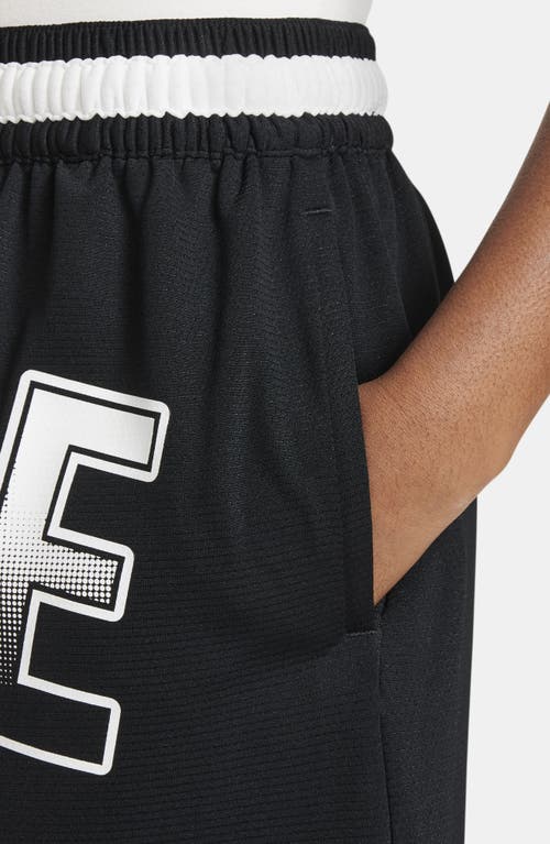 Shop Nike Kids' Dri-fit Dna Mesh Basketball Shorts In Black/white