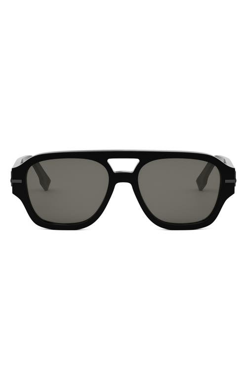 Shop Fendi 'graphy 55mm Geometric Sunglasses In Shiny Black/smoke