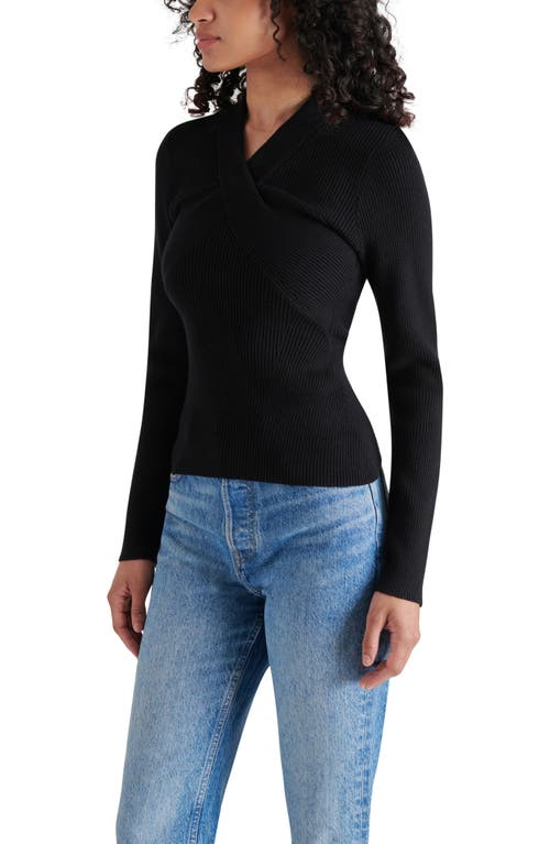 Shop Steve Madden Francesco Crossover Rib Sweater In Black