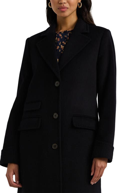 Shop Lauren Ralph Lauren Longline Wool Blend Reefer Coat In Regal Navy