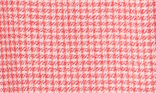 The Sunday Collective Kids' Houndstooth Cotton Paperbag Waist Pants In Light/pastel Red