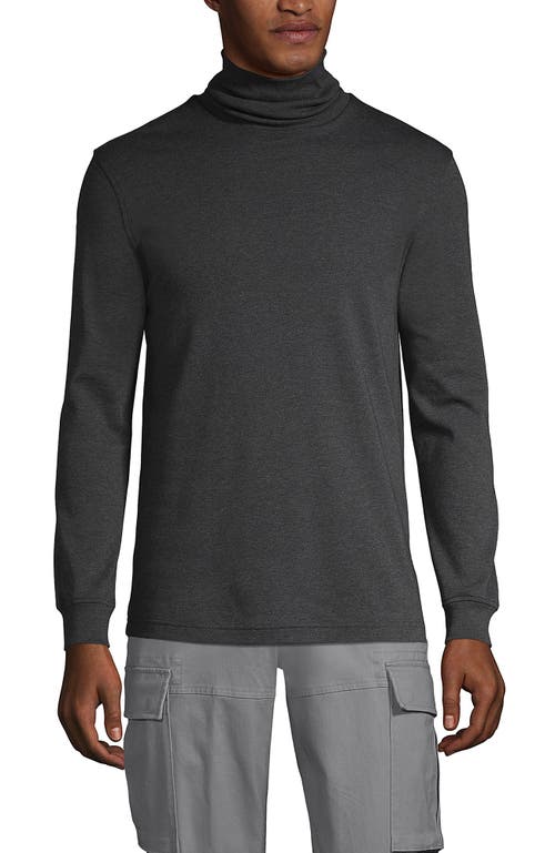 Shop Lands' End Cotton Supima Turtleneck In Dark Charcoal Heather