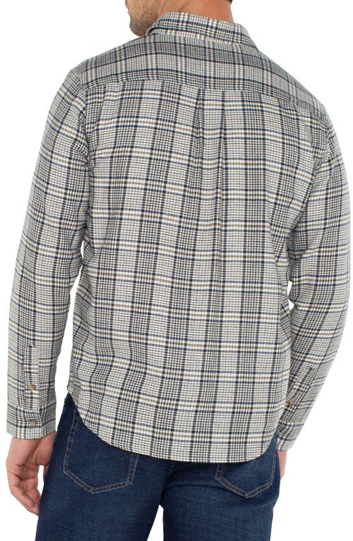 Liverpool Plaid Double Pocket Button-up Shirt In Ivory Navy Olive