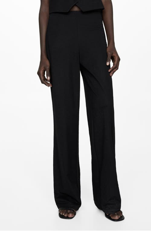 MANGO Flowy Wide Leg Pants in Black 