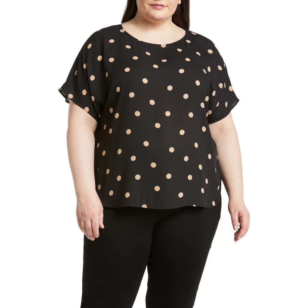 Anne Klein Polka Dot Blouse In Black