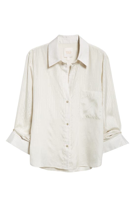 Shop Twp New Morning After Stripe Silk Button-up Shirt In White Multi