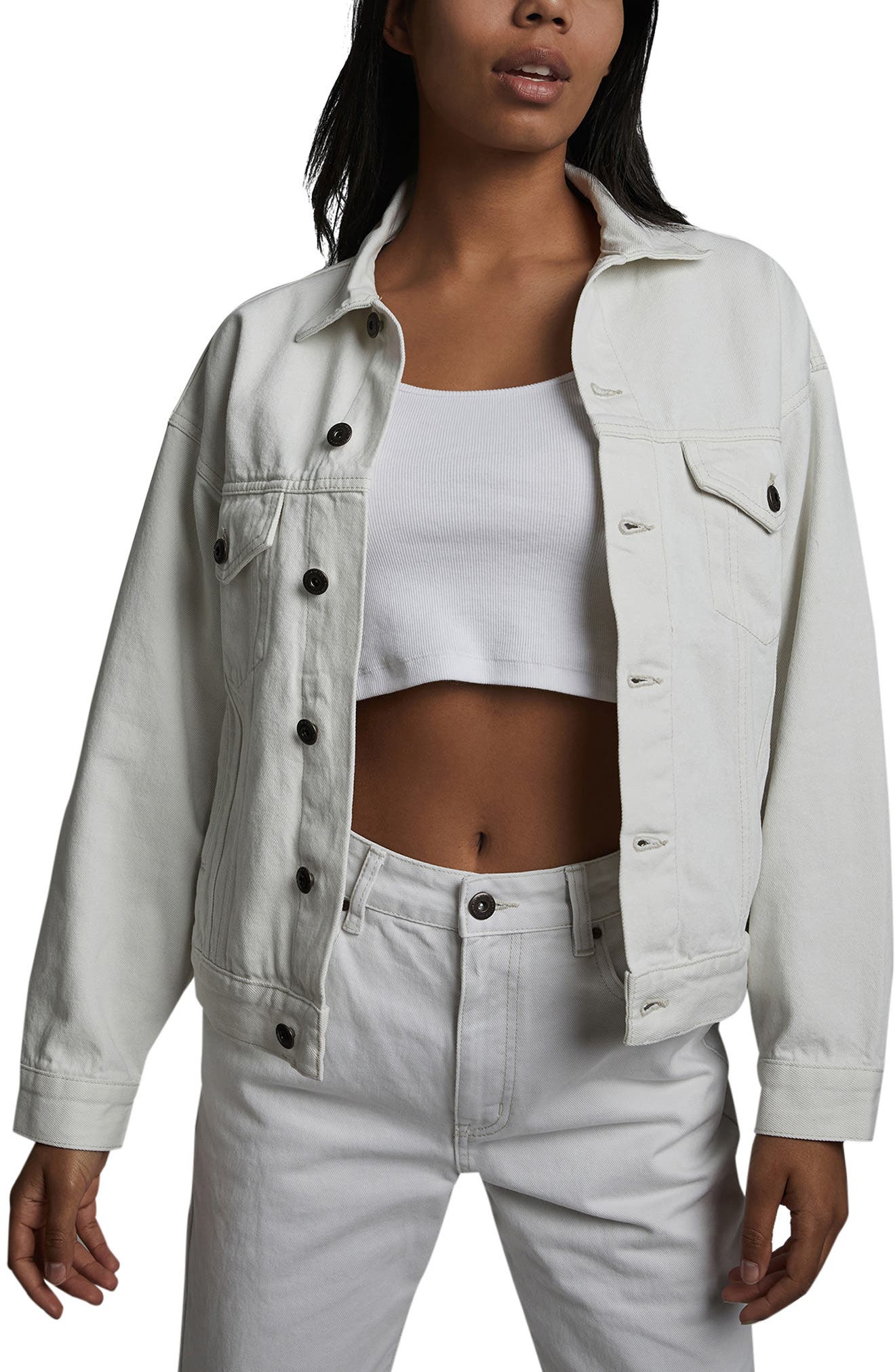 white cotton denim jacket