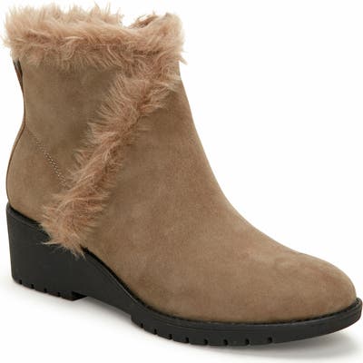 Adam Tucker Noble Faux Fur Trim Bootie- Grey