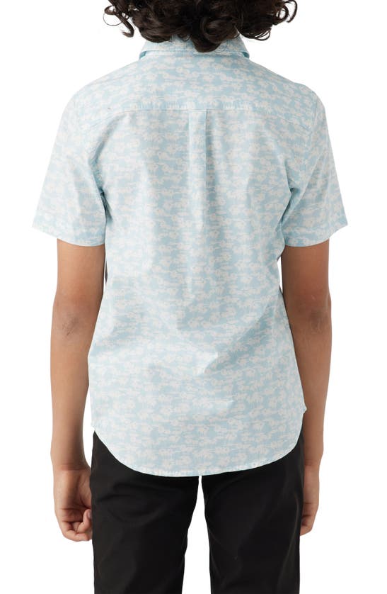 Shop O'neill Kids' Quiver Short Sleeve Stretch Button-up Shirt In Sky Blue