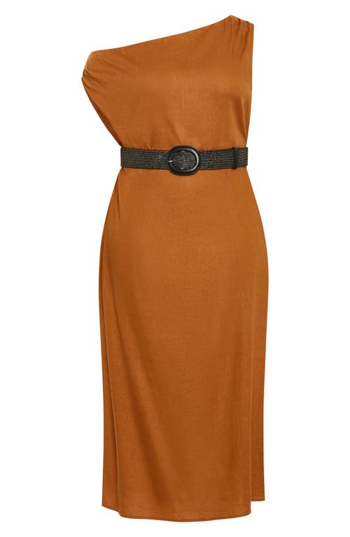 Shop City Chic Milly Asymmetric Neck Maxi Dress In Ginger