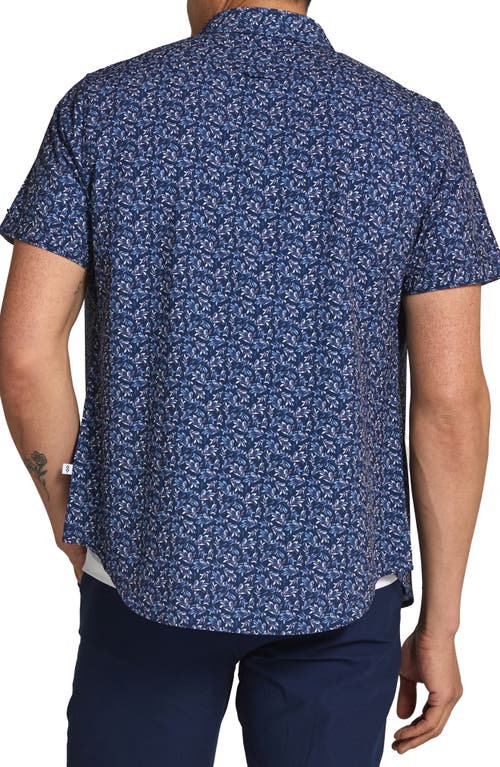 Shop 7 Diamonds Eliseo Floral Short Sleeve Performance Button-up Shirt In Navy