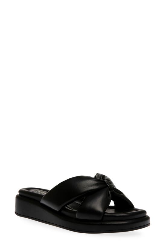 Shop Anne Klein Aspire Wedge Sandal In Black Smooth