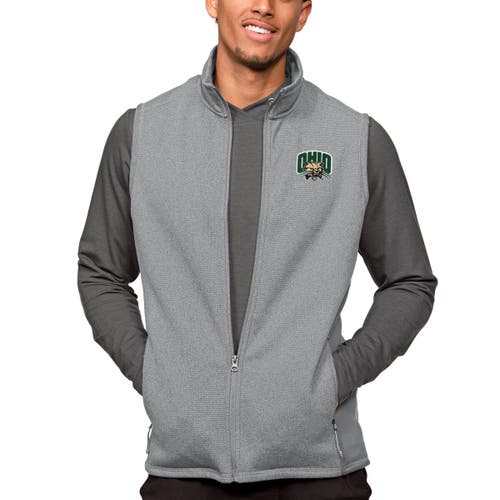 Men's Antigua Heather Gray Ohio Bobcats Course Full-Zip Vest at Nordstrom, Size Medium