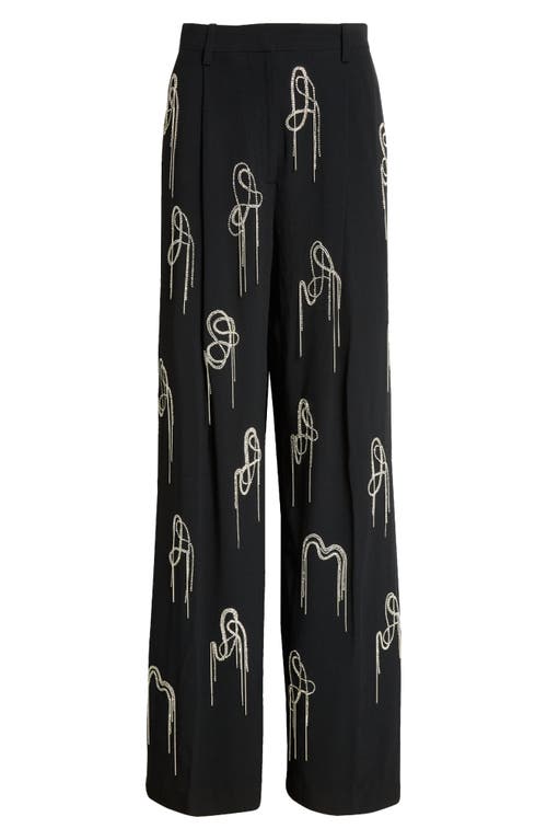 Shop Dries Van Noten Porter Embellished Wide Leg Pants In Black