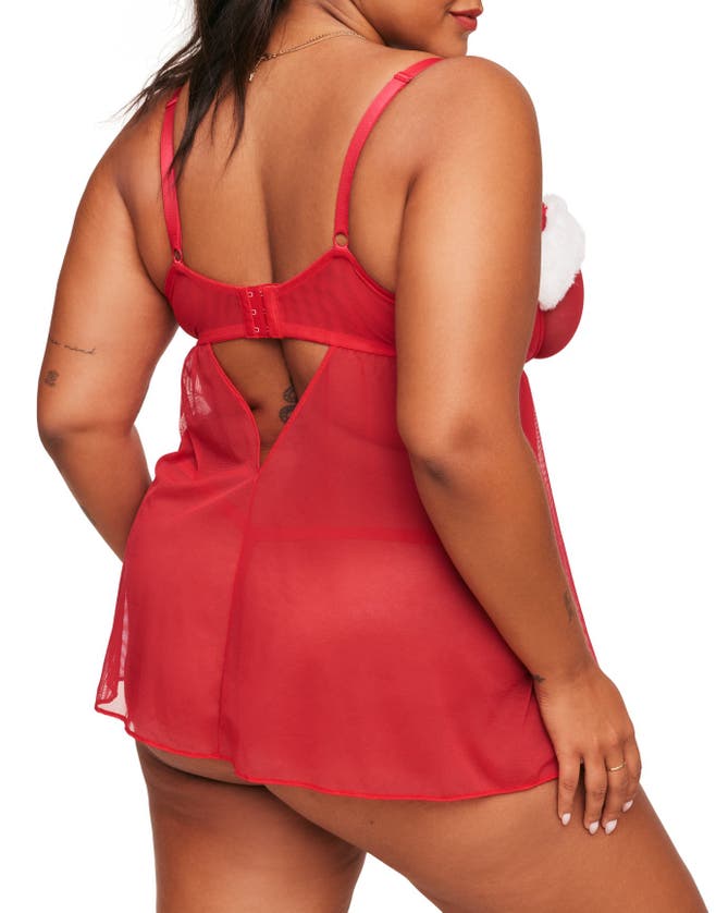 Shop Adore Me Claussine Babydoll Lingerie In Dark Red