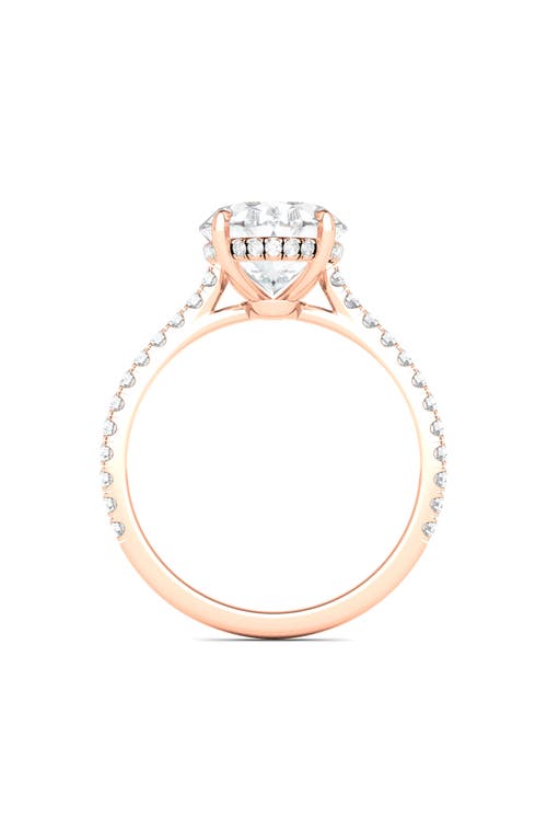 Hautecarat Oval Cut Pavé Lab Grown Diamond Ring In 2.00 Ctw 18k Rose Gold