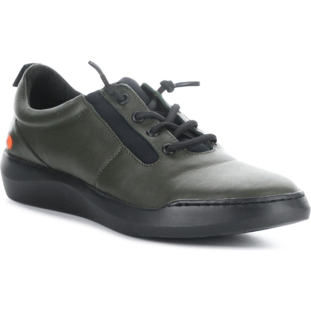 Softinos By Fly London Bann Sneaker In Military/black Smooth Leather