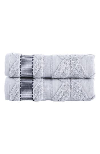 Shop Brooks Brothers 2-piece Large Square Towel Set In Silver