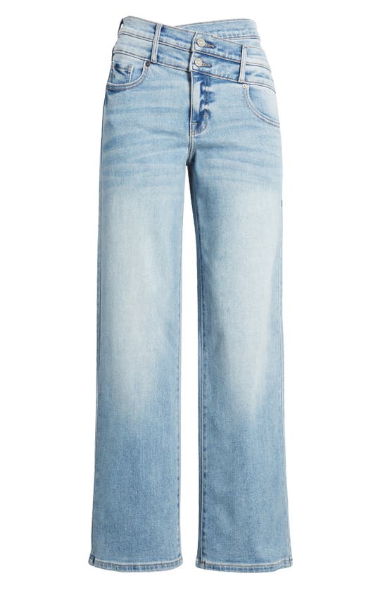 Hidden Jeans Double Crossover High Waist Wide Leg Jeans In Medium Wash