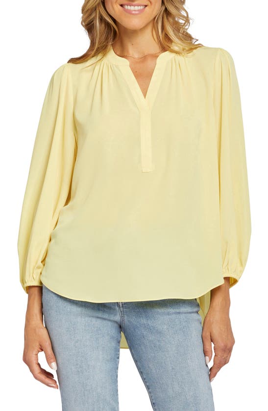 Shop Nydj Print Puff Shoulder Top In Mimosa