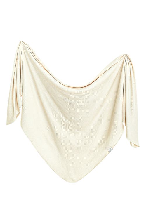 Copper Pearl Moonstone Rib Swaddle Blanket in White 