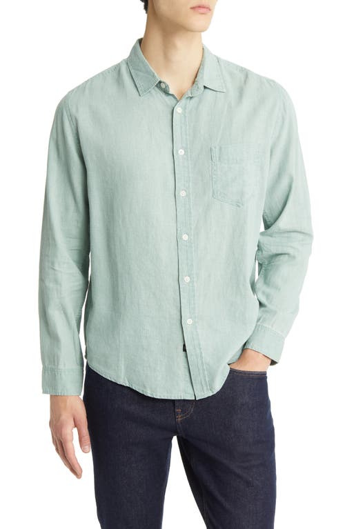 Rails Mykonos Linen Blend Button-Up Shirt Jade at Nordstrom,