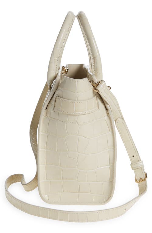 Shop Mulberry Mini Zipped Bayswater Croc Embossed Leather Satchel In Eggshell