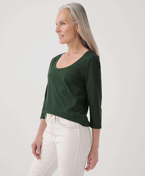 Pact Organic Cotton Softspun Scoop Neck 3/4 Sleeve Tee In Mountain View