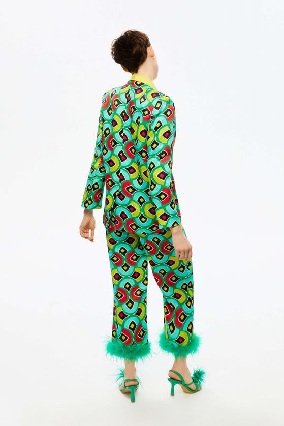 Shop Nocturne Feather Boa Pants In Multi-colored