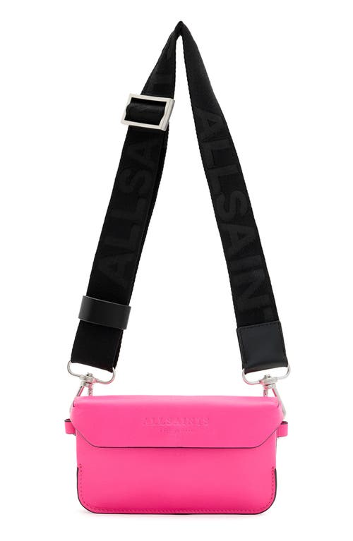Zoe Leather Crossbody Bag in Hot Pink