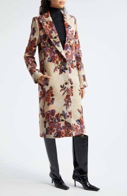 Shop Smythe Floral Embroidery Coat In Autumn Floral