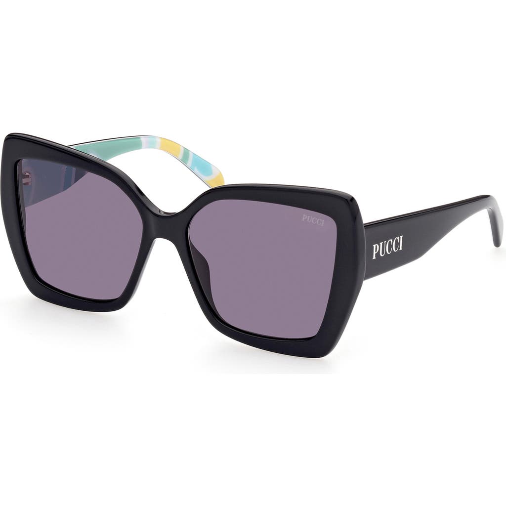 Emilio Pucci 58mm Butterfly Sunglasses In Black