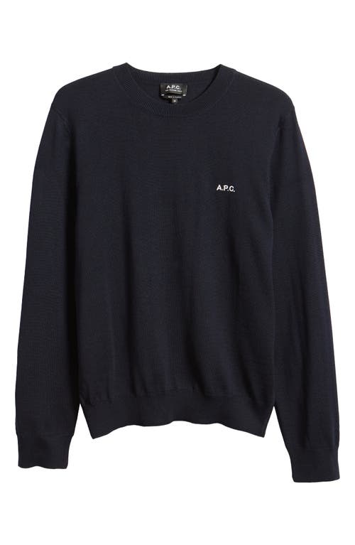 A.P.C. Pull Axel Wool Blend Crewneck Sweater in Iak Dark Navy