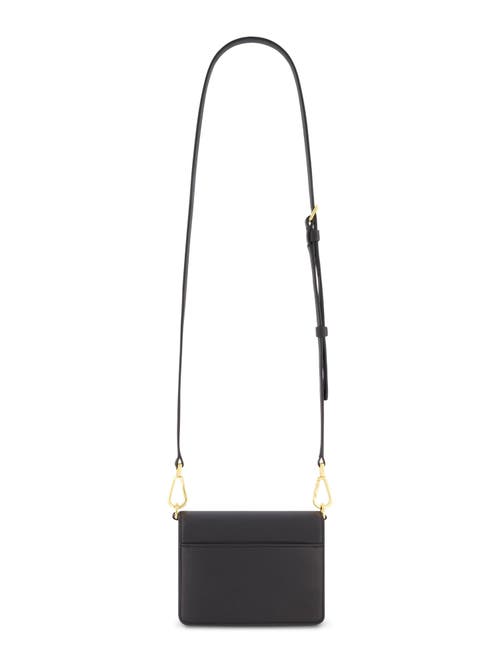 Mac Duggal Mini Leather Gold Strap Crossbody Bag In Black