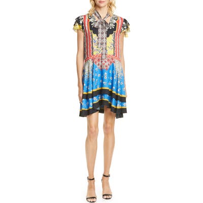 Alice + Olivia Moore Mix Print Minidress, Black