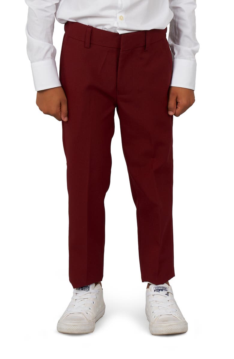 burgundy suit no tie