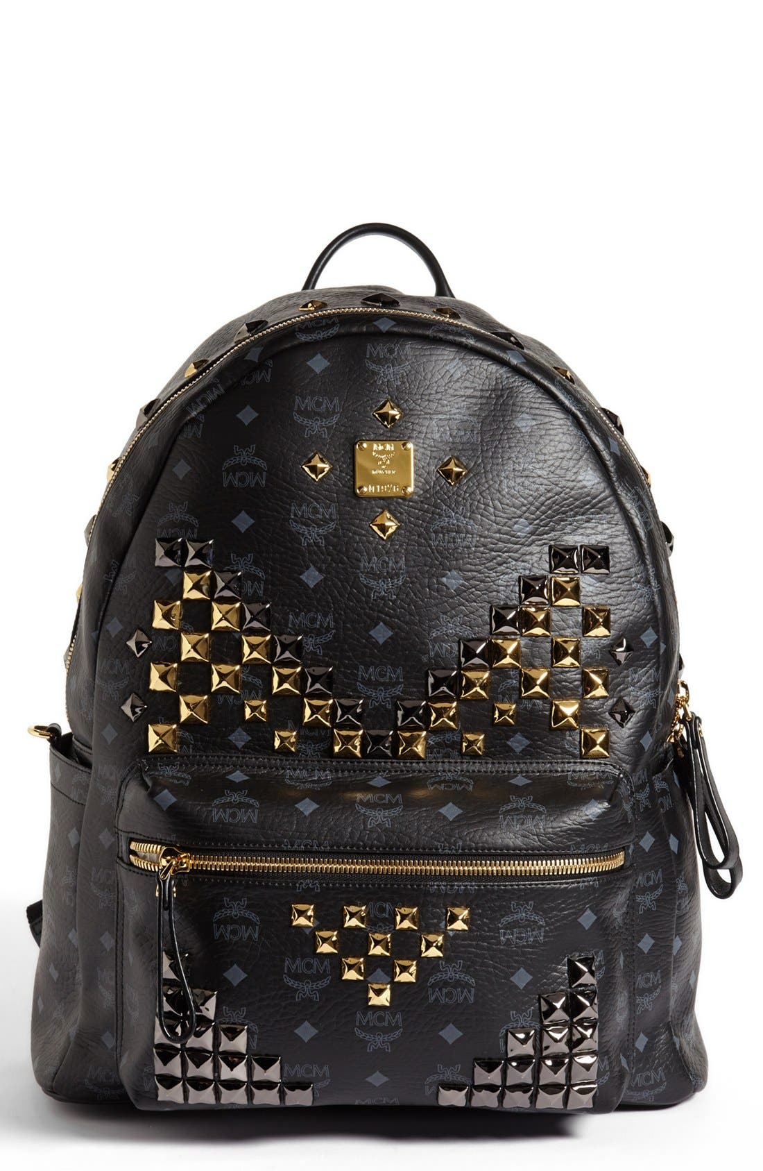 MCM 'Studded Large' Coated Canvas Backpack Nordstrom