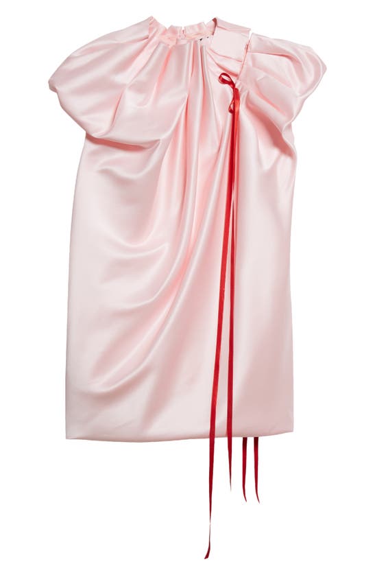 Shop Simone Rocha Pleated Satin Minidress In Pink/ Red
