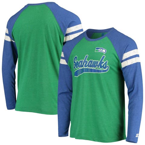 New York Giants Starter Throwback League Raglan Long Sleeve Tri-Blend T- Shirt - Red/Royal