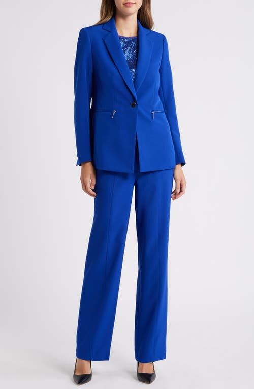 Anne Klein Zip Pocket Blazer In Vibrant Blue