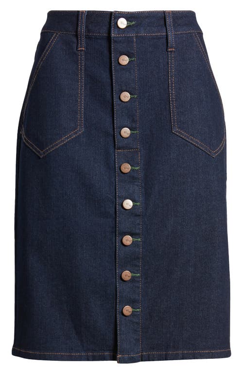1822 Denim Button Front Denim Skirt In Rinse